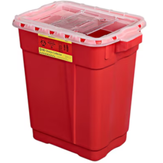 BD  # 305616 - Sharps Container, 9 Gallon, Clear, Slide Top Lid for Controlled Access, 8 EA/CA