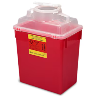 BD  # 305457 - 6 Gallon Nestable Sharps Collector with Clear Top, Single Use, High-Capacity Medical Waste Disposal, 12/CS