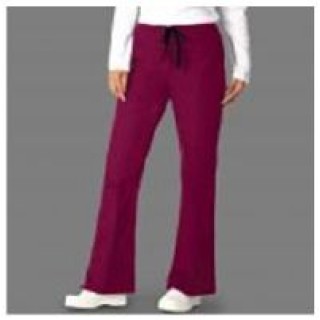 Fashion Seal # 7078-M - Slacks Scrub Poly/Cotton Ladies Burgundy Medium Flare Drawcord Ea