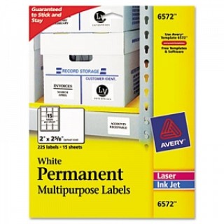 Avery Dennison Medical # 6572 - LABEL, ID, 2X2, 225PK, WHT, 225/PK