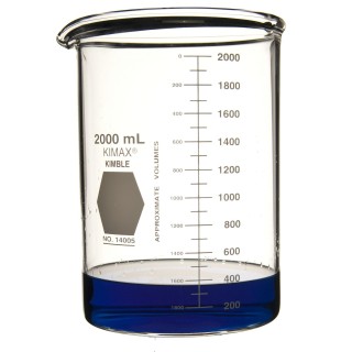 Kimble Chase # CSX140052000 - BEAKER, HEAVY, LOW, SCALE, 2000ML, 8/CS