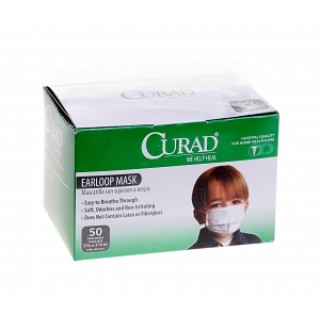 Medline # CUR380 - MASK, FACE, CHILD SIZE, EARLOOPS, WHITE, 50/BX