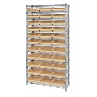 Quantum Storage System # WR12109 - UNIT, 12 WIRE SHELF, 12X36X74, W/33BINS, EACH