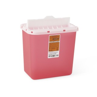 Medline # MDS701202F - CONTAINER, SHARPS, 2 GAL, CLR / RED, FLAP, 20/CS