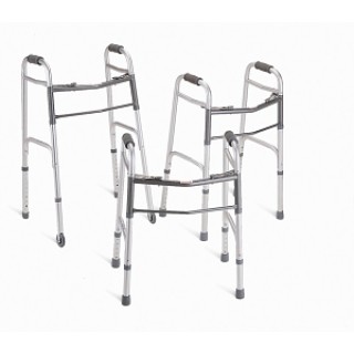 Medline # MDS86410W4X - WALKER, 2 BUTTON, FOLD, 3IN WHL, DIRECT ONLY, 4/CS