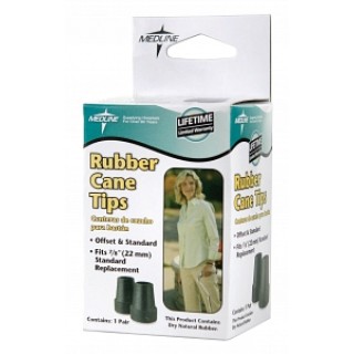 Medline # MDS86428W - CANE, RUBBER TIPS, BLACK, FITS 7/8