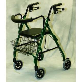 Medline # MDS86810GX - ROLLATOR, DLX, CURVED BACK, GREEN 300LB, EACH