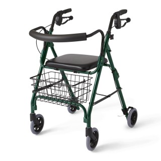 Medline # MDS86810G - ROLLATOR, DELUXE, GREEN, 250 LBS, CURVED BA, 1 EA/CS