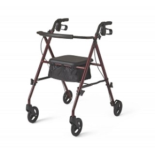 Medline # MDS86825SLRS - ROLLATOR, HGHT ADJST HANDLES & SEAT, RED, EACH