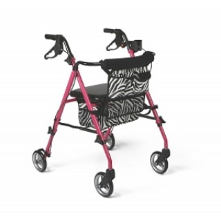 Medline # MDS86835SHE - ROLLATOR, POSH, PINK, ZEBRA, EACH