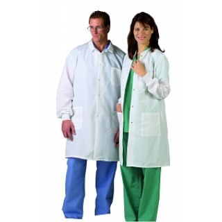 Medline # MDT046805S - COAT, LAB, RESISTAT, MEN'S, WHITE, SM, EA, 24 EA/CS