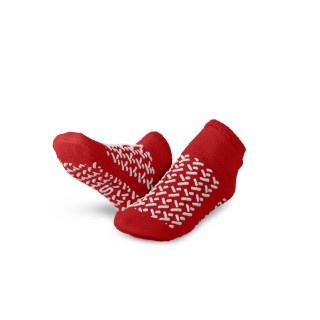 Medline # MDTDBLTREADS - SLIPPER DBL TREAD SMALL RED, 1/PR, 1 PR/PR