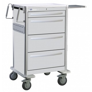 Medline # MPH01WMLA4 - CART, LIGHT ALUM, 4-DRAWER, 1-3