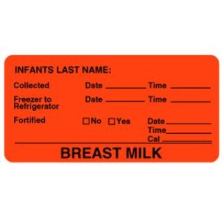 Centurion # NL2607 - LABEL, BREAST MILK, RED 3 X 1.5, ROLL