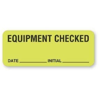 United Ad Label # BE103 - LABEL, EQUIPMENT CHECKED (FL GRN) 420/RL, EACH